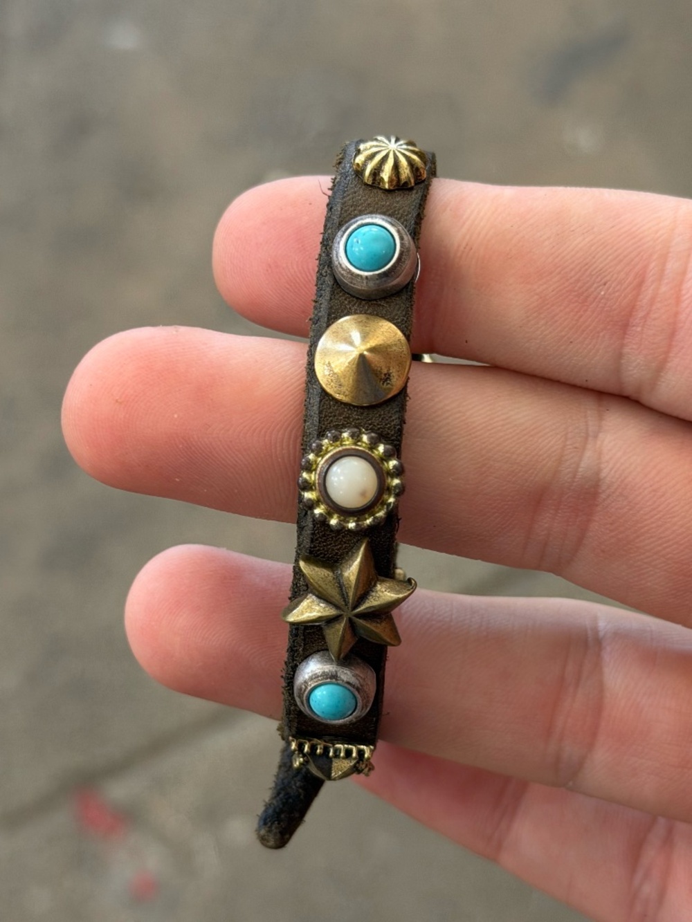 Campomaggi Leather Studded & Embellished Bracelet in Military Green